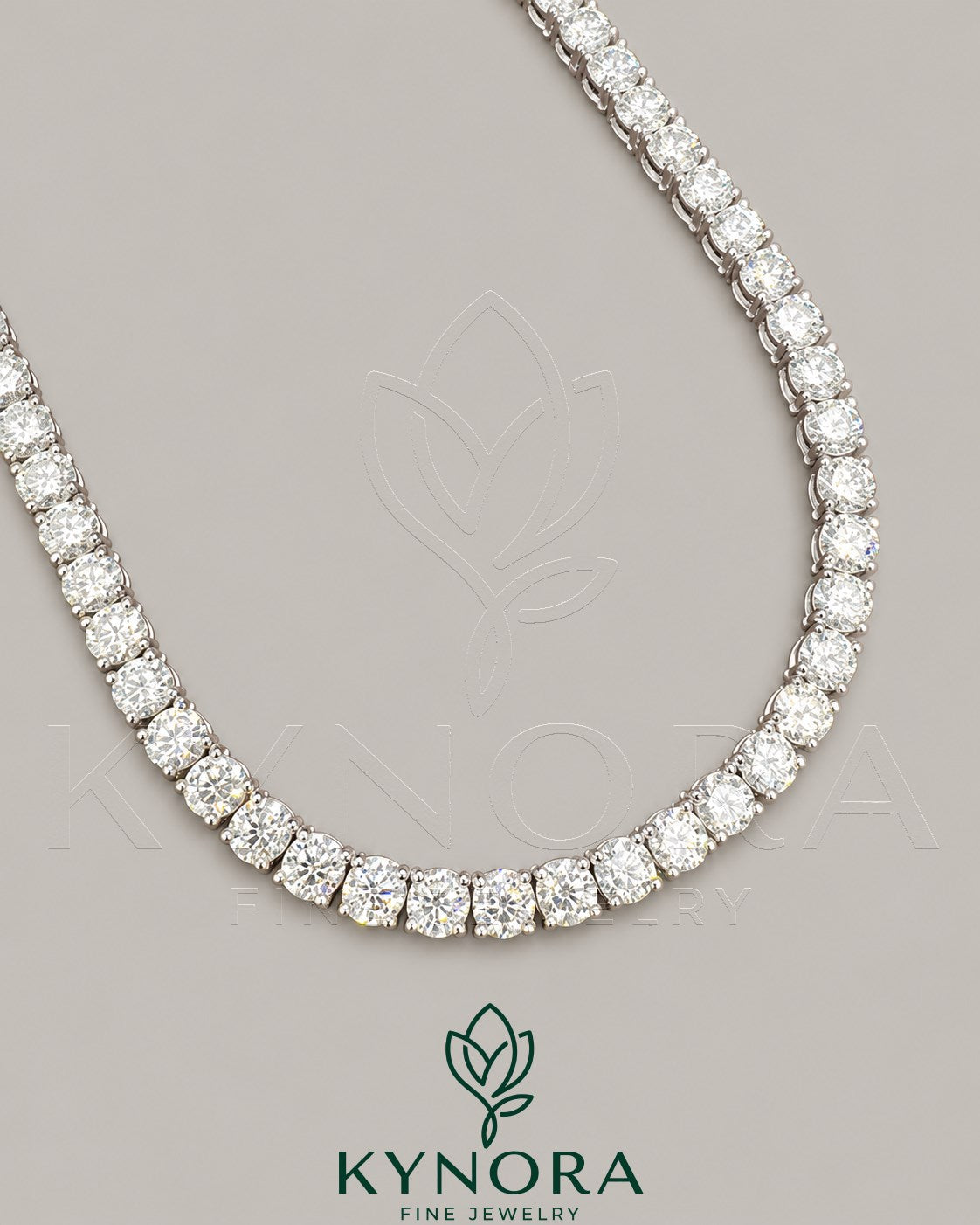 Sterling silver VVS1 moissanite diamond tennis chain necklace with 6mm links, styled as a hip-hop chain by Kynora Jewels.