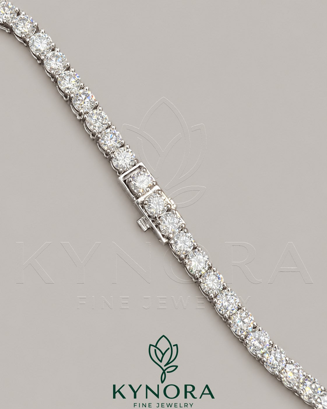Sterling silver hiphop chain necklace with 6mm VVS1 Moissanite diamonds, featuring a tennis link design by Kynora Jewels.