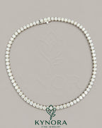 Sterling silver 6mm VVS1 Moissanite diamond tennis chain necklace featuring a hiphop style link design by Kynora Jewels.