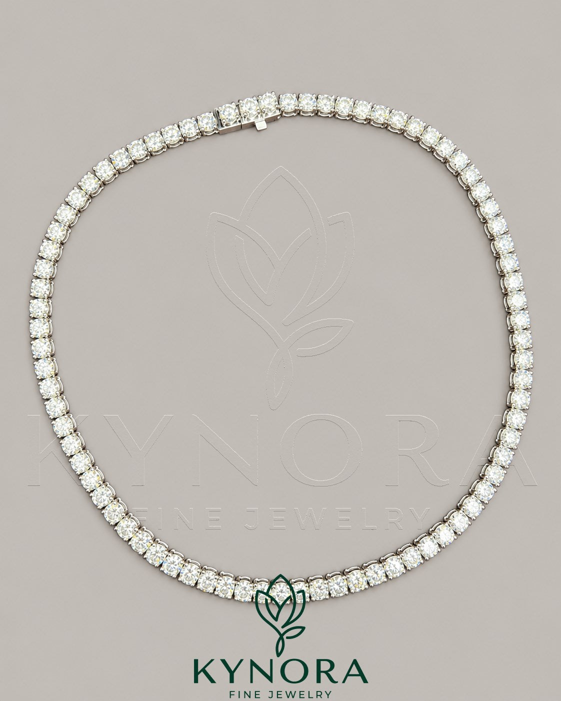 Sterling silver 6mm VVS1 Moissanite diamond tennis chain necklace featuring a hiphop style link design by Kynora Jewels.