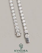 Sterling silver VVS1 moissanite diamond tennis link chain necklace with 6mm stones, hip-hop jewelry style by Kynora Jewels