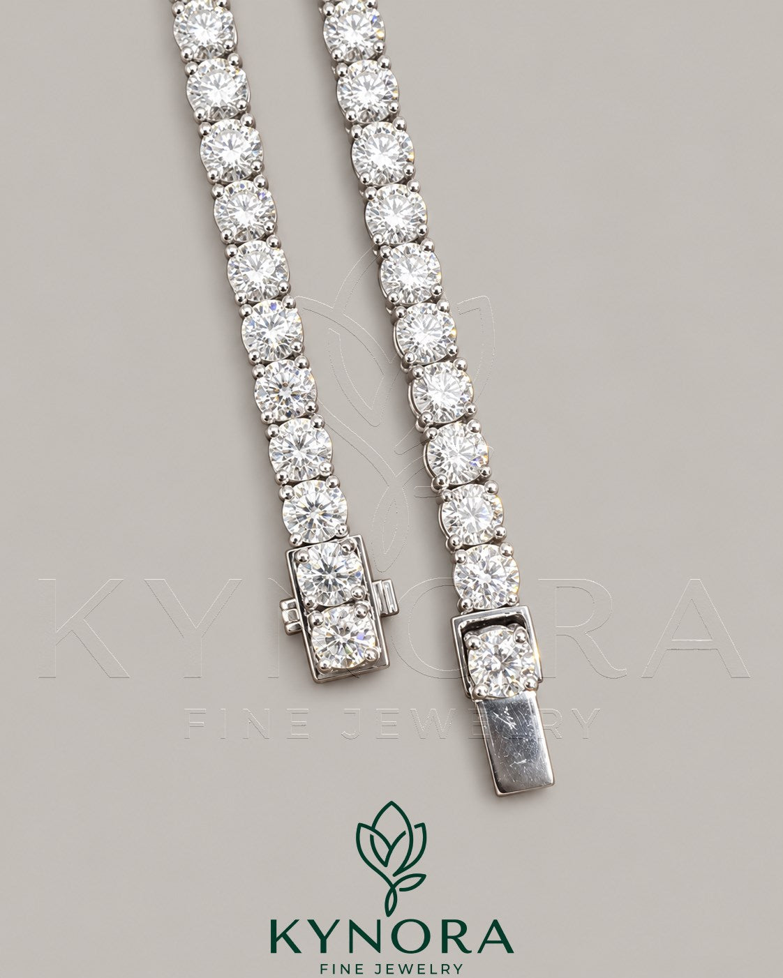 Sterling silver VVS1 moissanite diamond tennis link chain necklace with 6mm stones, hip-hop jewelry style by Kynora Jewels