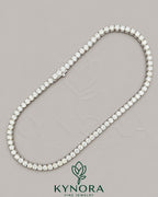 Sterling silver tennis link necklace with 6mm VVS1 Moissanite diamonds, hip-hop chain style by Kynora Jewels