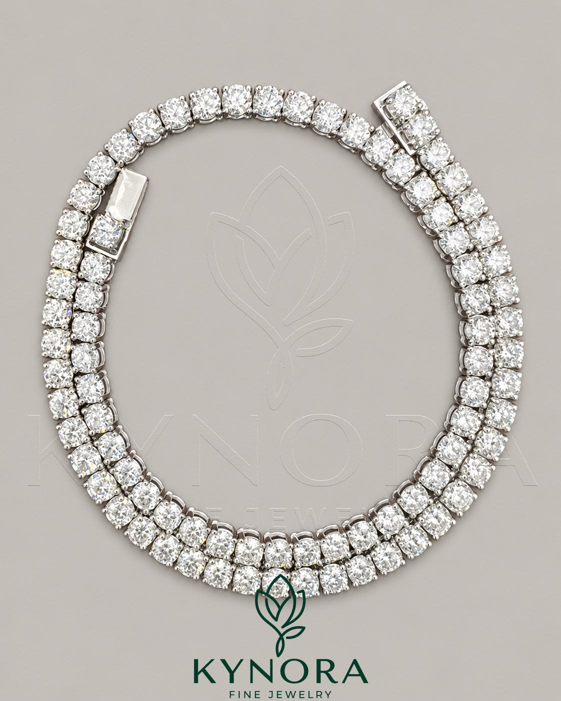 Sterling silver tennis chain necklace with 6mm VVS1 moissanite diamonds, featuring a hip-hop style link design by Kynora Jewels