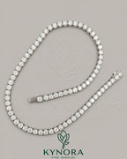 Sterling silver Hiphop chain necklace with 6mm VVS1 moissanite diamonds, featuring tennis link design by Kynora Jewels