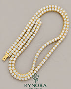Kynora Jewels 6mm diamond two-line tennis chain in 925 sterling silver with yellow gold finish, designed for men.