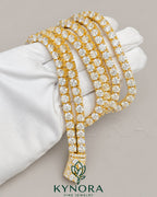 Kynora Jewels 6mm diamond two-line tennis chain in 925 sterling silver with yellow gold finish, hip-hop style eternity chain for men