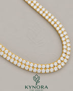 Sterling silver and yellow gold 6mm diamond two-line tennis chain by Kynora Jewels, designed as a hip-hop jewelry chain for him