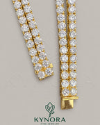 6mm VVS1 Moissanite diamond yellow gold plated sterling silver tennis chain, hiphop style from Kynora Jewels