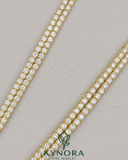 Yellow gold plated sterling silver tennis chain with 6mm VVS1 moissanite diamonds, hip-hop style by Kynora Jewels
