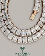 8.5mm VVS1 Moissanite diamond sterling silver eternity tennis chain by Kynora Jewels, showcasing sparkling gemstone links.