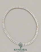 8.5mm VVS1 Moissanite diamond sterling silver eternity tennis chain by Kynora Jewels, featuring sparkling gemstones and a sleek design.