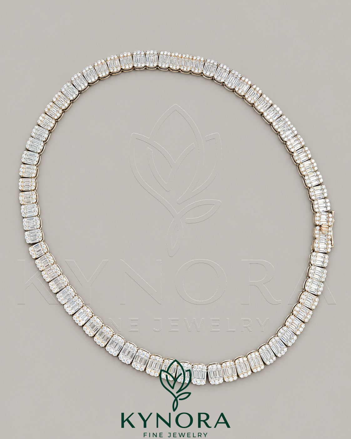 8.5mm VVS1 Moissanite diamond sterling silver eternity tennis chain by Kynora Jewels, featuring sparkling gemstones and a sleek design.