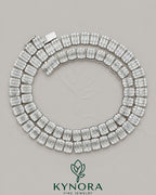 8.5 mm VVS1 Moissanite diamond sterling silver tennis necklace with a hip-hop chain style by Kynora Jewels.