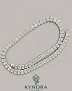 8.5 mm VVS1 Moissanite diamond sterling silver tennis necklace with a hip-hop chain style, 18-inch length, by Kynora Jewels.