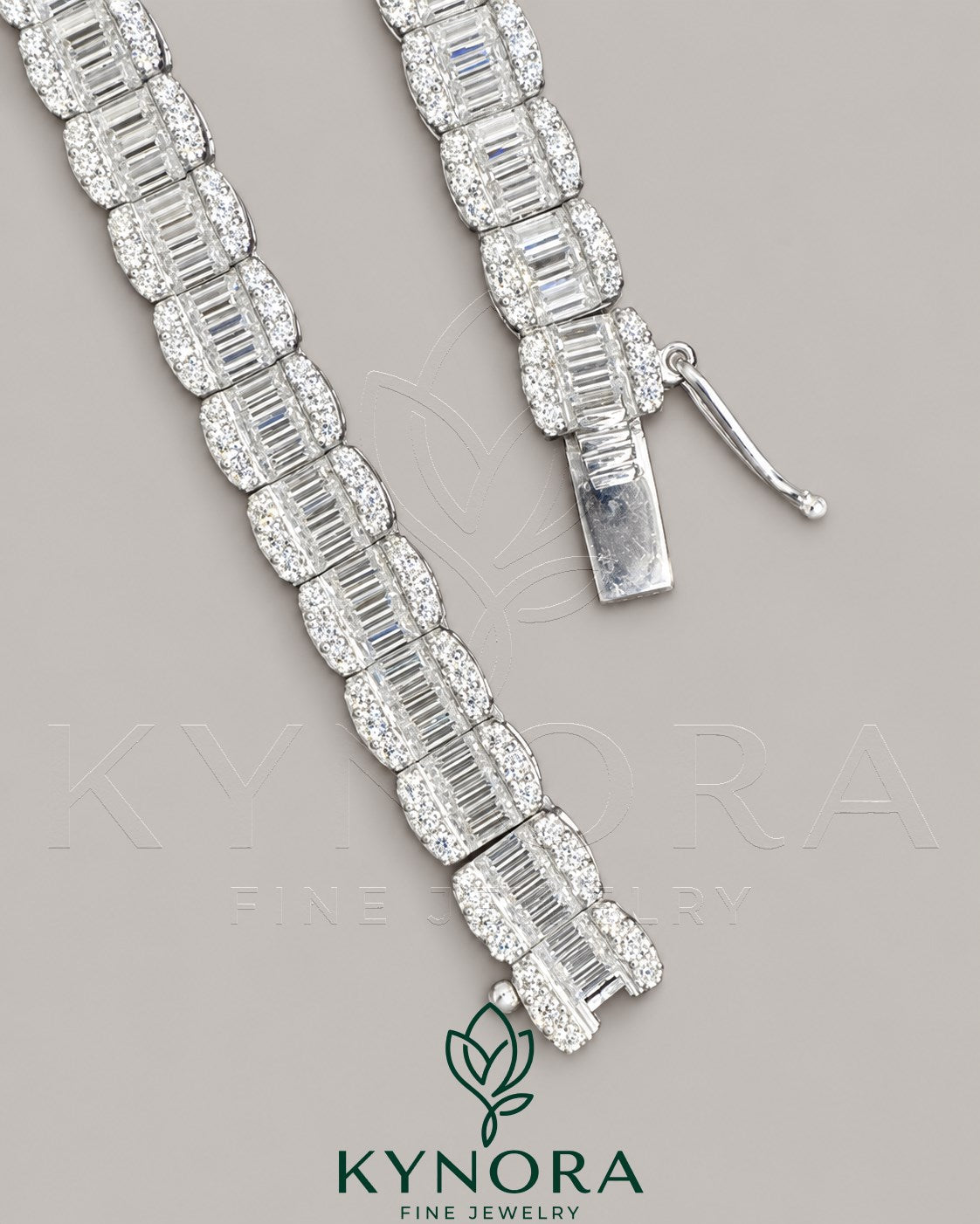 8.5mm VVS1 moissanite diamond sterling silver tennis necklace, 18-inch hiphop chain by Kynora Jewels.