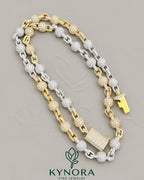 Sterling silver hip-hop chain with fully iced out clustered ball design by Kynora Jewels