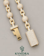 Kynora Jewels 18-inch 9mm moissanite rose gold fully iced out clustered ball chain hip hop jewelry.