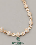 Kynora Jewels 18-inch rose gold hiphop chain with fully iced-out 9mm moissanite clustered ball chain in sterling silver style.