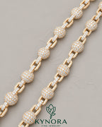 Kynora Jewels 18-inch 9mm moissanite rose gold hiphop chain with fully iced out clustered ball design in sterling silver