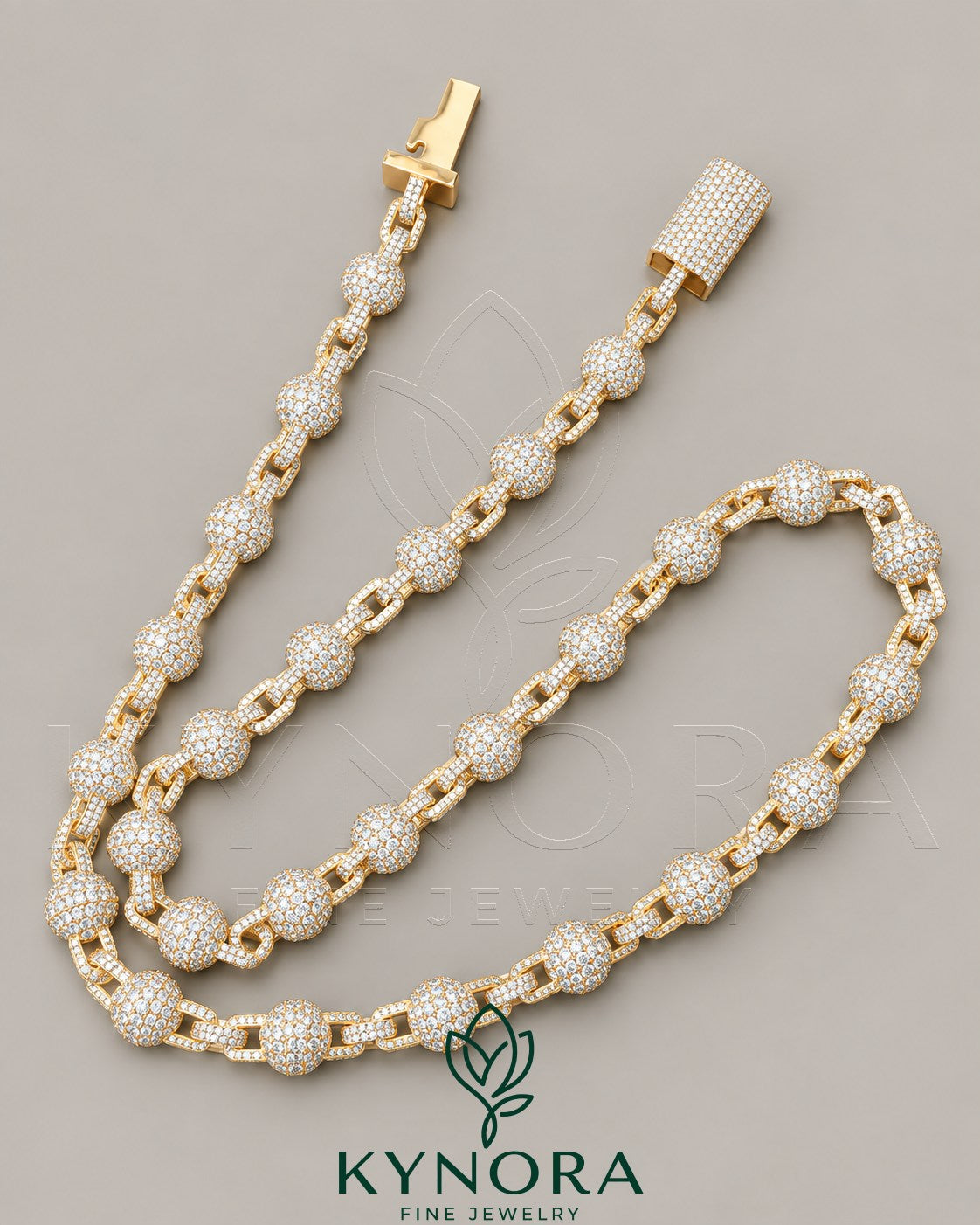 9mm Moissanite Rose Gold Fully Iced Out Clustered Ball Chain Secondary image