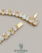 Canary yellow 925 sterling silver moissanite diamond tennis necklace with hip-hop chain design by Kynora Jewels