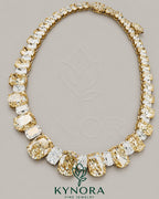 Canary yellow 925 sterling silver moissanite diamond tennis necklace featuring a hip-hop chain design by Kynora Jewels