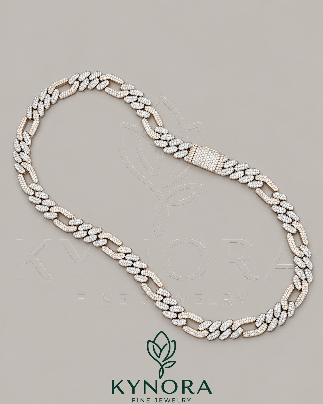 FIGARO Style 12MM VVS1 Moissanite Diamond 925 Sterling Silver Cuban Link Chain Imagen secundaria del producto