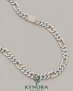 Kynora Jewels Figaro style 12mm VVS1 Moissanite diamond sterling silver Cuban link chain for hip-hop fashion