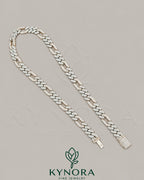 Kynora Jewels FIGARO style 12mm VVS1 moissanite diamond sterling silver Cuban link chain, hip-hop jewelry accessory