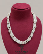 Kynora Jewels VVS Moissanite diamond white gold Miami Cuban chain, 18-inch sterling silver hiphop chain with detailed links