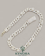 VVS Moissanite diamond Miami Cuban chain by Kynora Jewels, 18-inch white gold hiphop chain with sterling silver and custom design