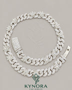 Kynora Jewels VVS Moissanite diamond Miami Cuban chain in white gold, 18-inch hip-hop chain with sterling silver finish