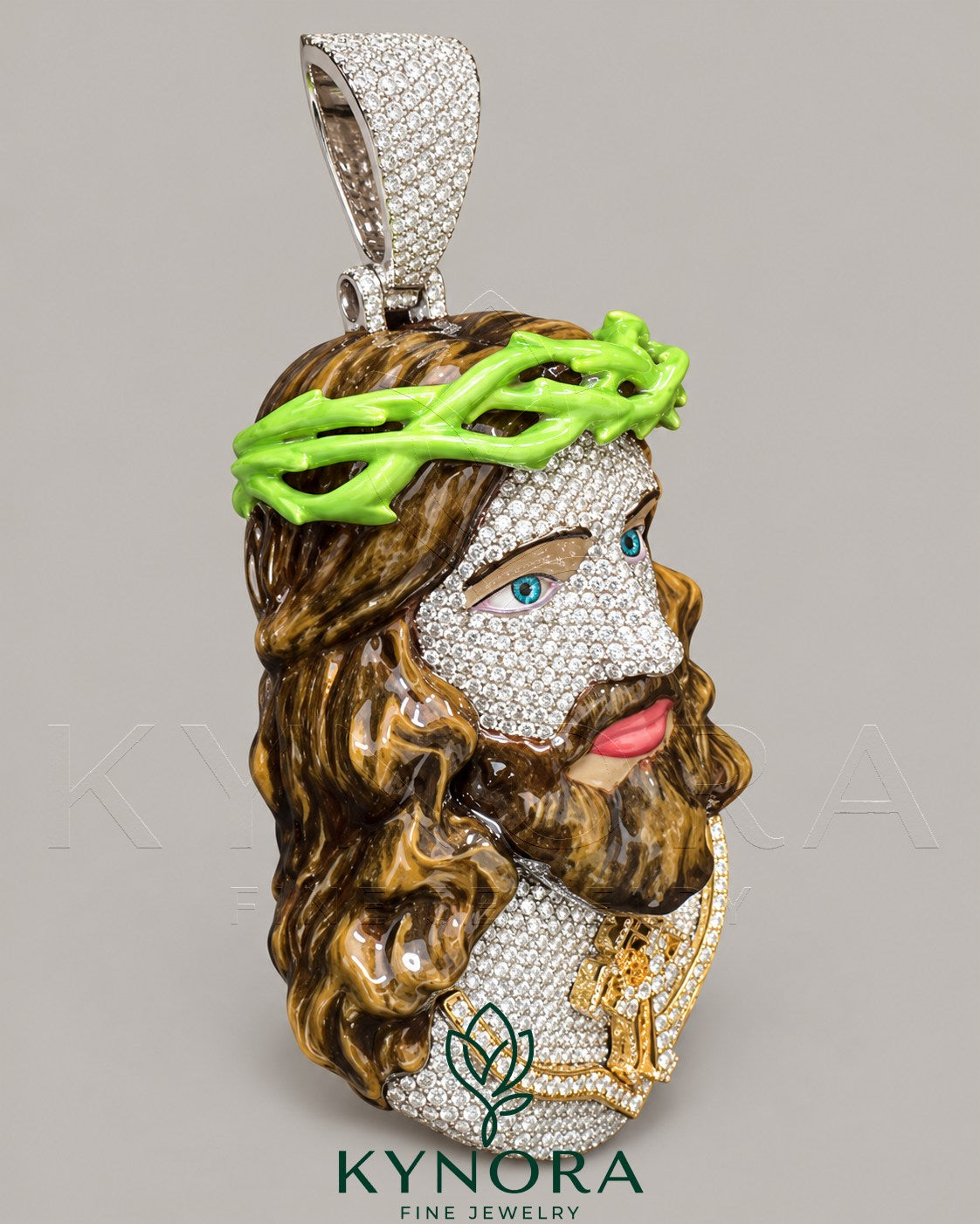Iced Out 3D Jesus Head Pendant Moissanite Diamond 925 Sterling Silver Secondary image