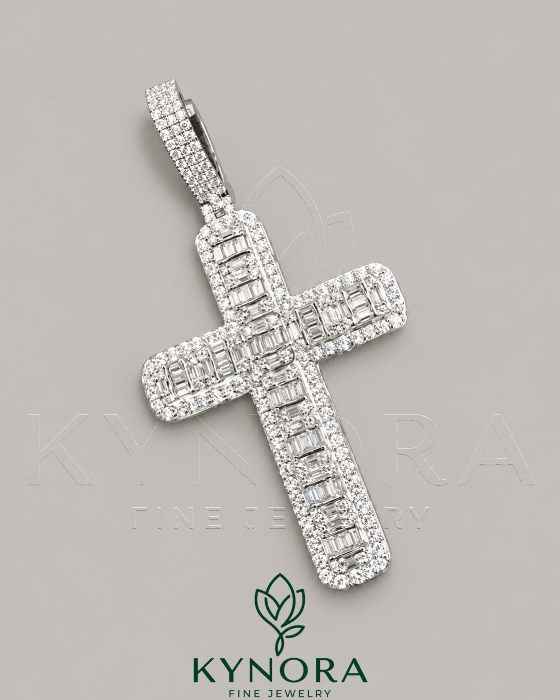 Iced Out Baguette Cross Pendant Moissanite Diamond 925 Sterling Silver Secondary image
