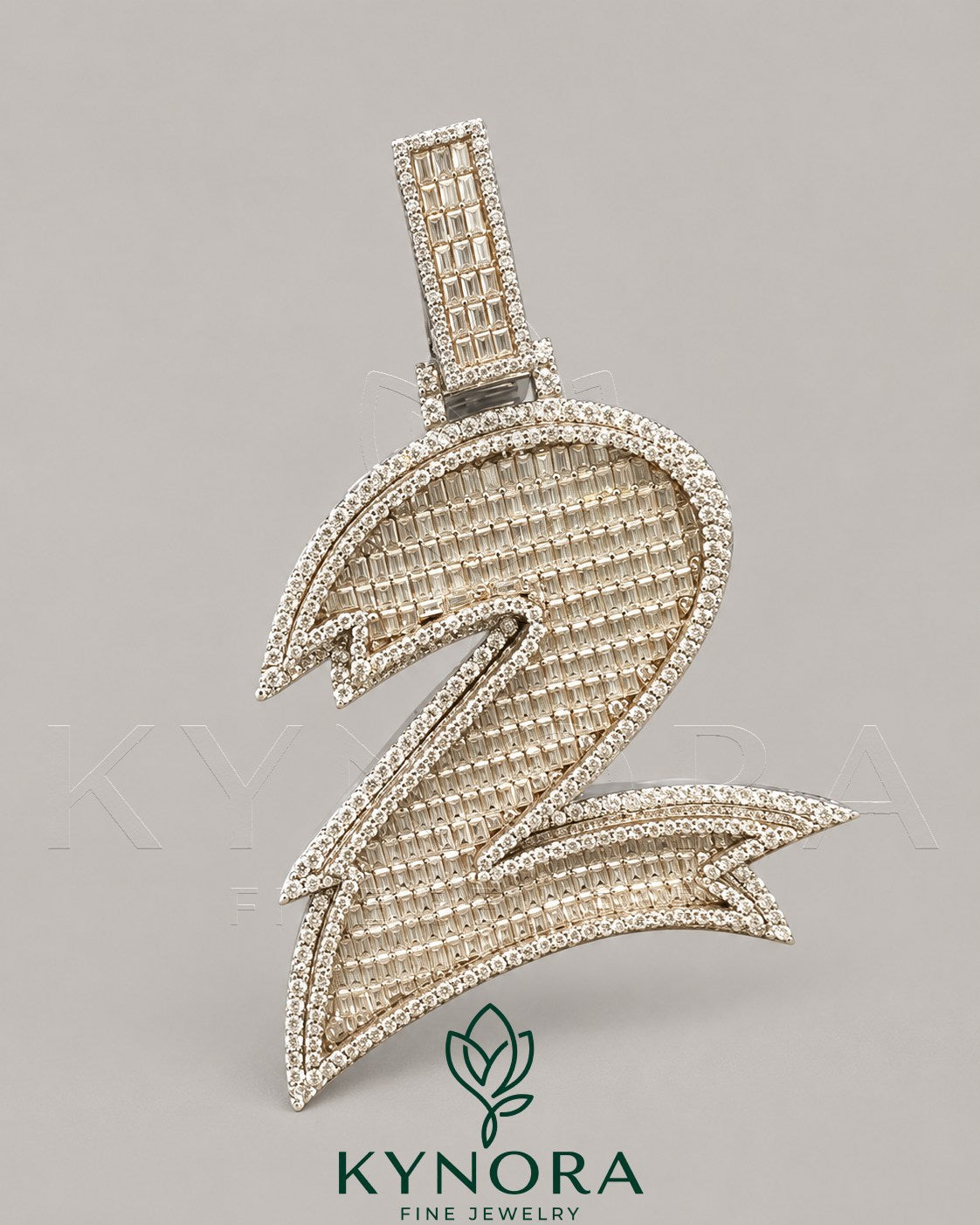 Iced Out Baguette Moissanite Diamond Number 2 Pendant 925 Sterling Silver Secondary image