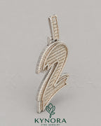 Iced Out Baguette Moissanite Diamond Number 2 Pendant in sterling silver, hip-hop style jewelry from Kynora Jewels.