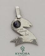 Iced Out Baguette Moissanite Diamond Number 2 Pendant in 925 Sterling Silver, hip-hop jewelry by Kynora Jewels.