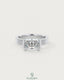 Moissanite radiant cut solitaire engagement ring with wide band in 925 sterling silver by Kynora Jewels.