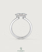 Moissanite radiant cut engagement ring with wide band in 925 sterling silver, solitaire style from Kynora Jewels.