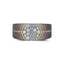 Men's titanium ring with a hexagon cluster moissanite design in 10k yellow gold, featuring a modern, elegant style from Kynora Jewels.