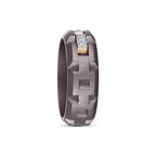 Men's moissanite station band ring in 10k yellow gold and titanium with a sleek design, showcasing the Kynora Jewels logo.