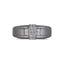 Men's titanium ring with pave moissanite cross band in 10k yellow gold, showcasing detailed design and craftsmanship.