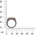 Men's rectangular moissanite cluster band ring in 10k yellow gold and titanium with intricate details and a polished finish.