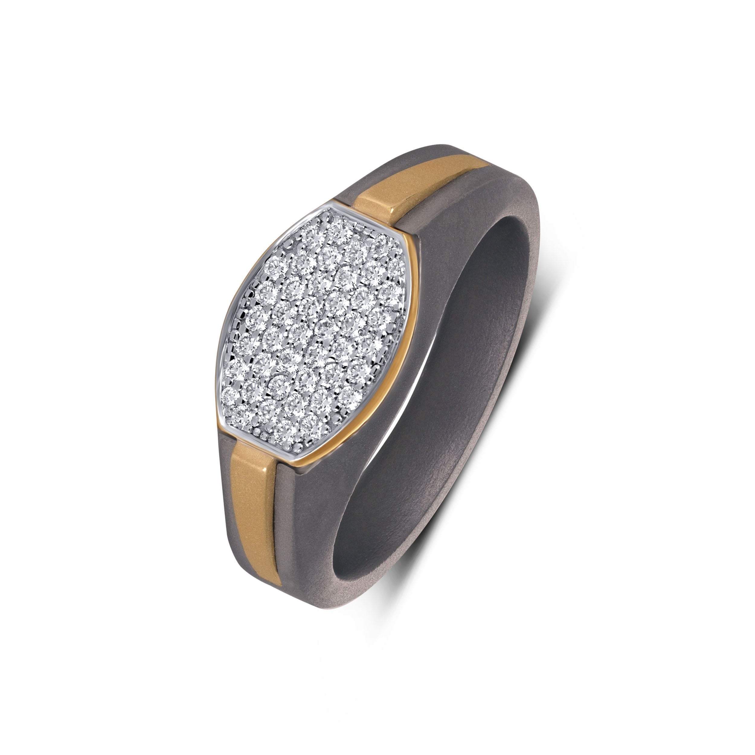Men's Shield Pave Moissanite Ring in 10k Gold & Matte Titanium Secondary image