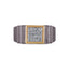 Men's square moissanite cluster band in 10k yellow gold and titanium, showcasing a modern design with sparkling gemstones.