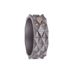 Men's titanium ring with studded 10k yellow gold accents and pave moissanite stones, showcasing Kynora Jewels' luxurious design.