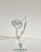 Vintage Pear Moissanite Milgrain Bezel Engagement Ring in 925 Silver