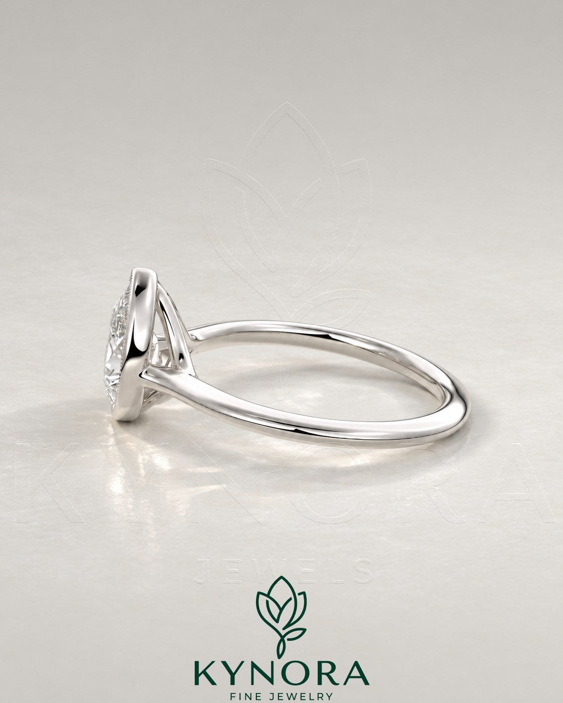 Vintage Pear Moissanite Milgrain Bezel Engagement Ring in 925 Silver