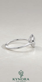 Vintage Pear Moissanite Milgrain Bezel Engagement Ring in 925 Silver